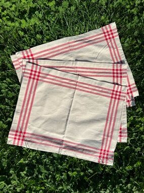 Sur La Table Red & Cream French Country Plaid Placemats Set of 8 Cotton 14x19in